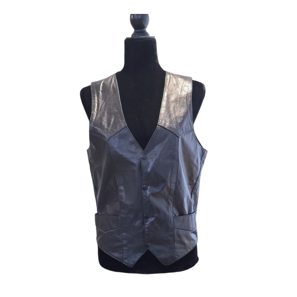 FMC Women's Motorcycle Black Leather Vest Size S (38)